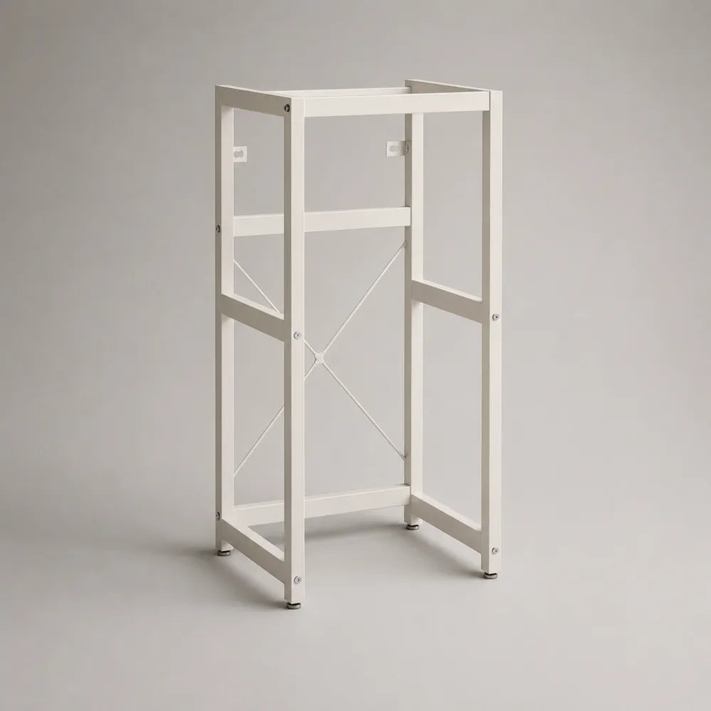 Meuble sous vasque 60x35x80 cm en acier blanc structure ouverte rectangulaire