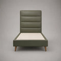 Lit double rembourré en polyester vert olive avec tête de lit haute 160 x 200 cm