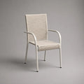 Chaise de jardin avec accoudoirs 55x60x85 cm acier blanc et corde polyester crème tressée